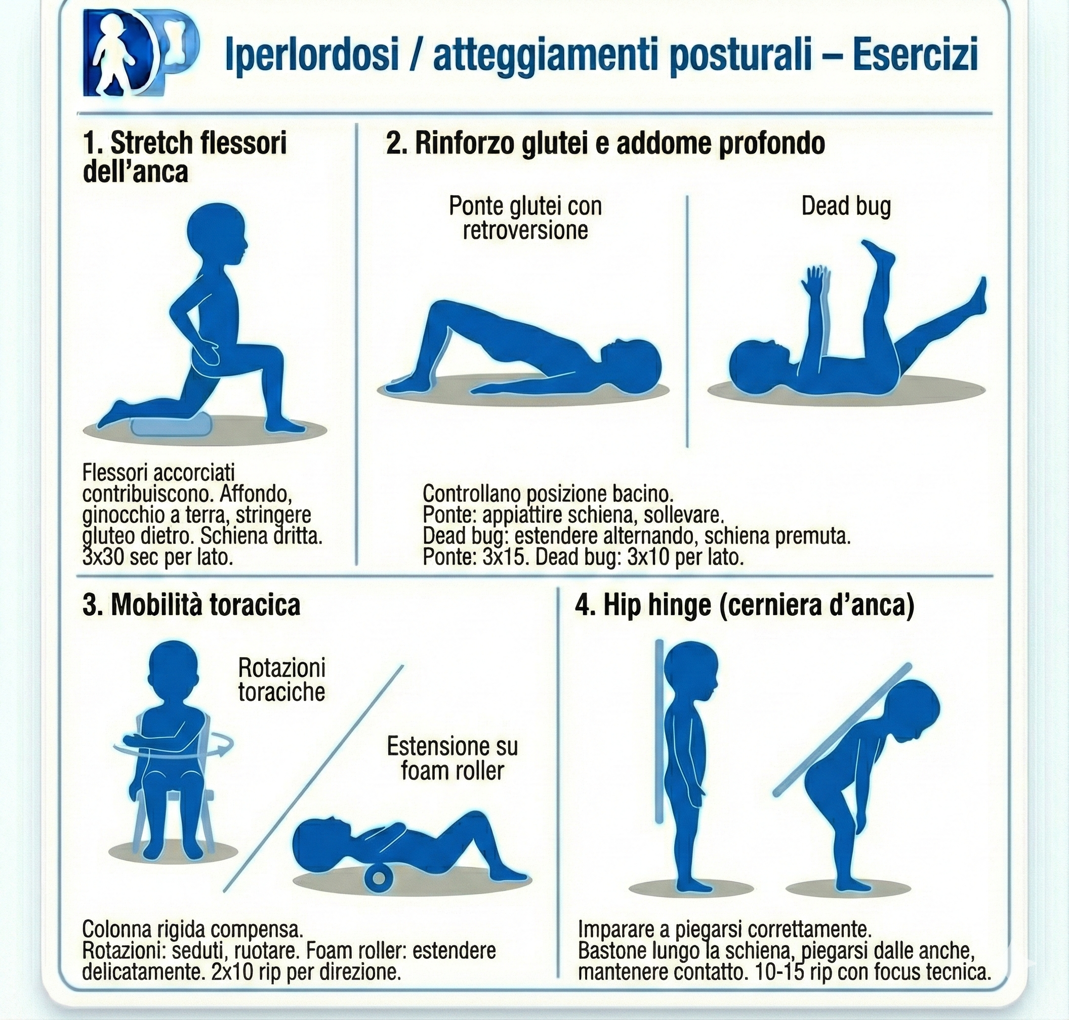 Scheda esercizi per Iperlordosi / atteggiamenti posturali